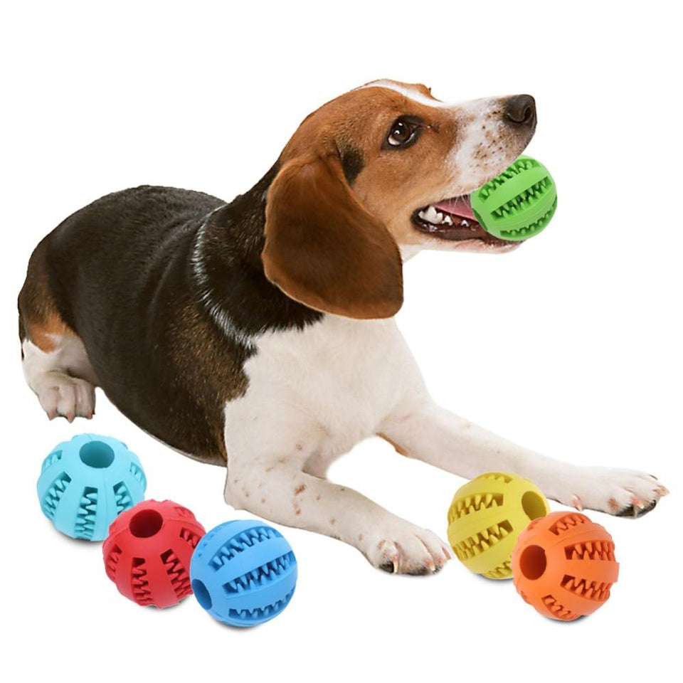 INTERACTIVE RUBBER BALL DOG CHEW TOY